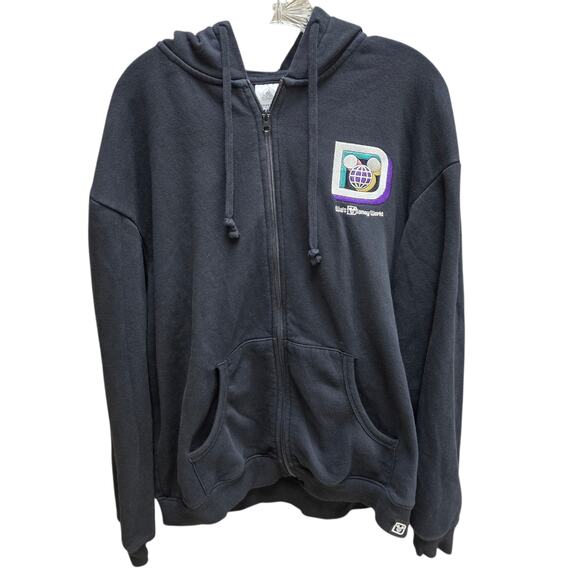 Walt Disney World Retro Black Sweatshirt Full Zip Hoodie Adult Medium - Picture 3 of 8